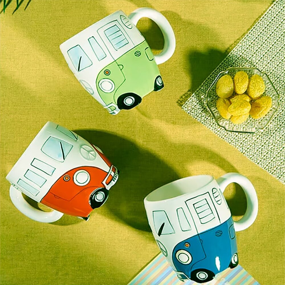 NEW 16 oz Green Retro Hand Painted Hippie Camper Peace Van Ceramic Porcelain Mug - Picture 10 of 10